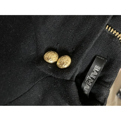 Pre-owned Balmain Wool Mini Dress In Black