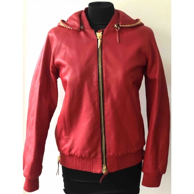 Pre-owned Giuseppe Zanotti Red Leather Leather Jacket