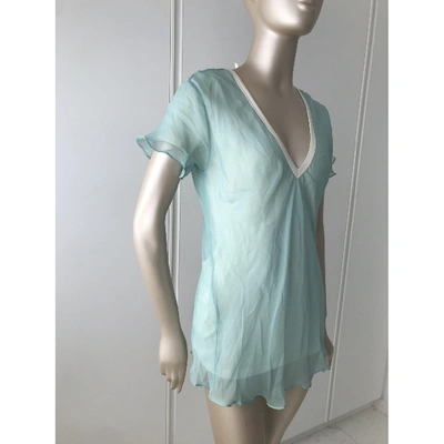 EMANUEL UNGARO Pre-owned Silk T-shirt In Turquoise