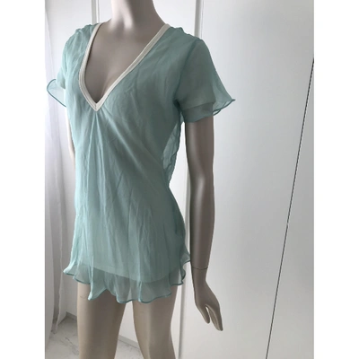 EMANUEL UNGARO Pre-owned Silk T-shirt In Turquoise
