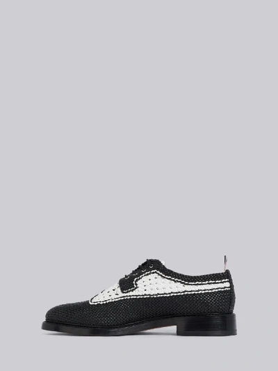 Shop Thom Browne Black Pebbled Woven Spectator Brogue