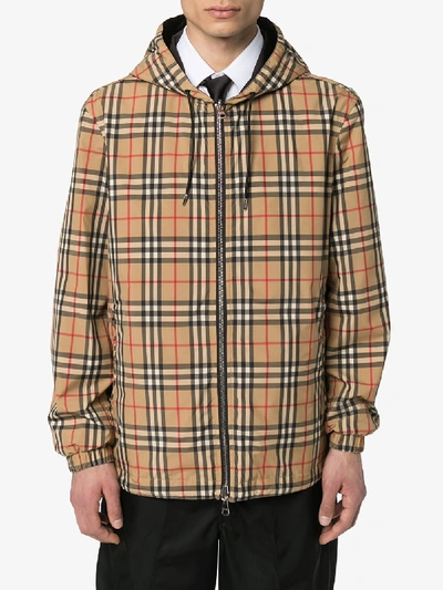 Shop Burberry Brown Vintage Check Print Jacket - Men's - Polyamide/polyester In Neutrals