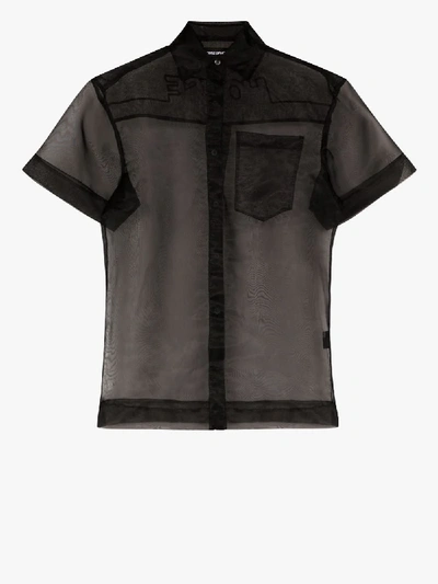 Shop House Of Holland Sheer Logo Embroidered Shirt In Black