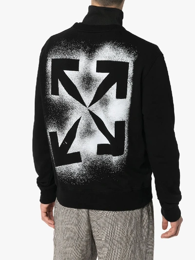 Shop Off-white Mens Black Arrow Stencil Print Cotton Sweater