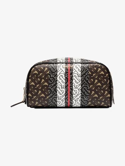 Shop Burberry Monogram Stripe Travel Pouch In Brown
