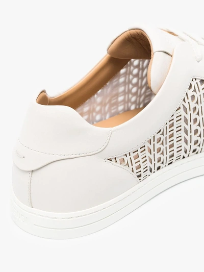 Shop Fendi White Mesh Panel Low-top Sneakers