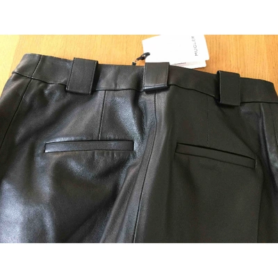 Pre-owned Mugler Leather Straight Pants In Black