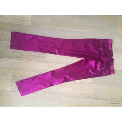 Pre-owned Pinko Pink Cotton Trousers
