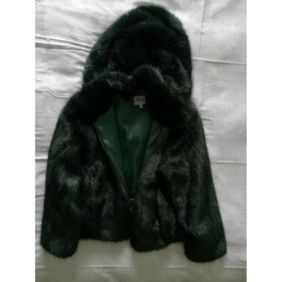 Pre-owned Armani Collezioni Faux Fur Biker Jacket In Green