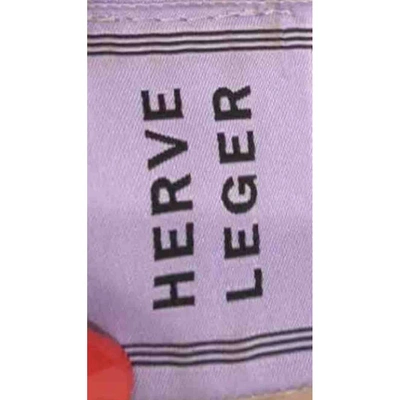 Pre-owned Herve Leger Dress In Beige