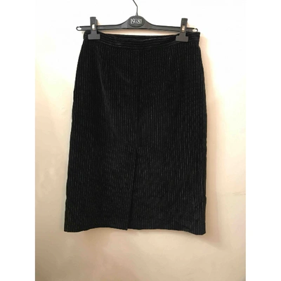 Pre-owned Pierre Cardin Velvet Maxi Skirt In Black