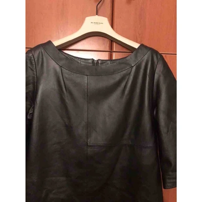 Pre-owned American Retro Leather Mini Dress In Black