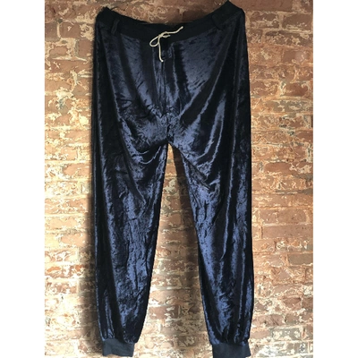 Pre-owned Mm6 Maison Margiela Blue Velvet Trousers