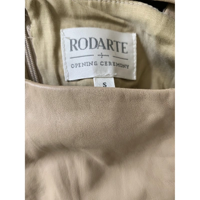 Pre-owned Rodarte Leather Mini Dress In Beige