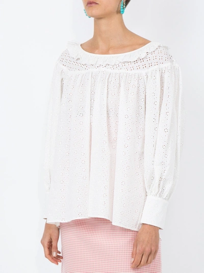 Shop Alexa Chung Embroidered Long-sleeve Blouse White