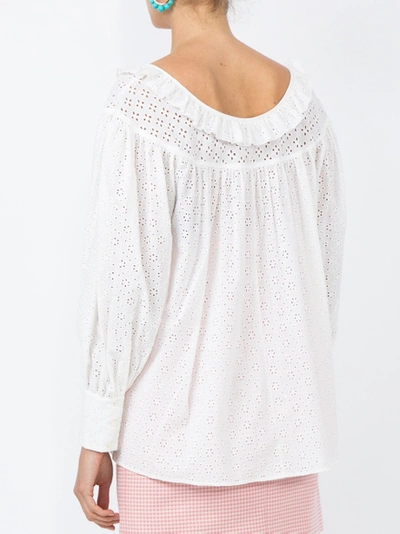 Shop Alexa Chung Embroidered Long-sleeve Blouse White