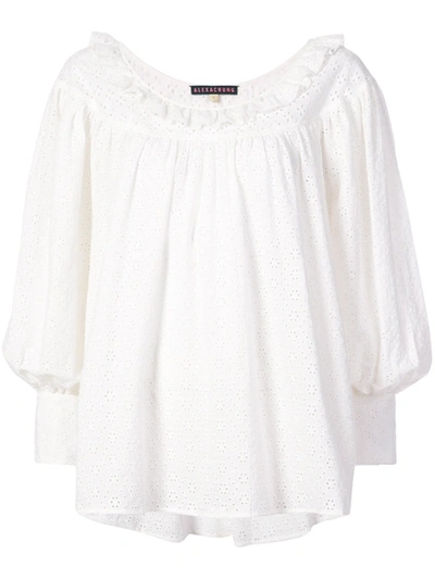 Shop Alexa Chung Embroidered Long-sleeve Blouse White