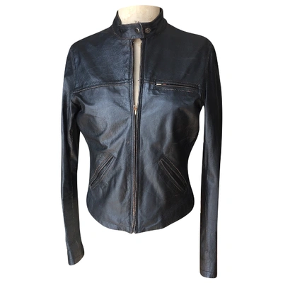 Pre-owned Public School Leather Biker Jacket In Black