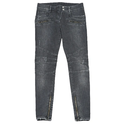 Pre-owned Balmain Black Cotton - Elasthane Jeans