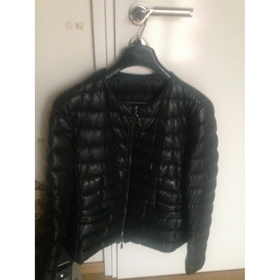 Pre-owned Moncler Leather Puffer In Black