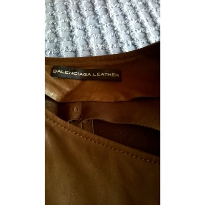 Pre-owned Balenciaga Leather Biker Jacket In Brown