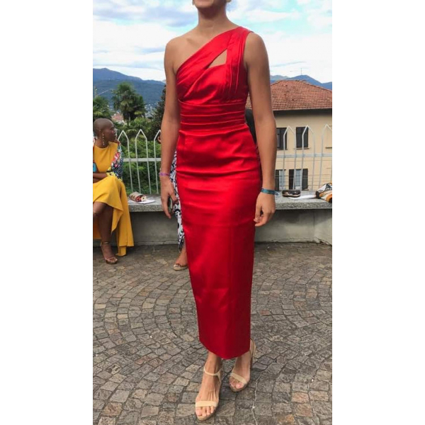 karen millen red linen dress