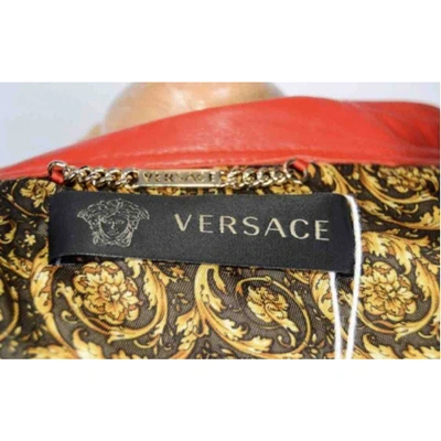 Pre-owned Versace Red Leather Leather Jacket