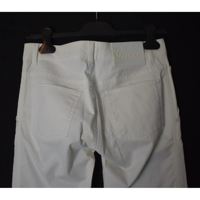 Pre-owned Gucci Slim Trousers In White