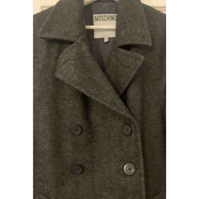 Pre-owned Moschino Wool Peacoat In Anthracite