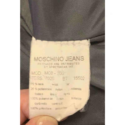 Pre-owned Moschino Wool Peacoat In Anthracite