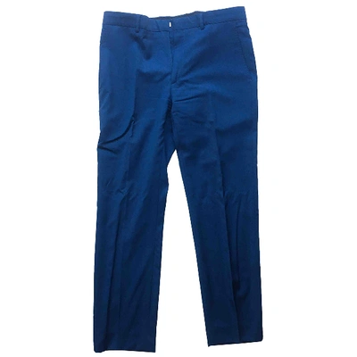 Pre-owned Calvin Klein Collection Wool Trousers In Navy