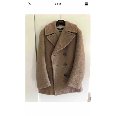 Pre-owned Gucci Wool Peacoat In Camel