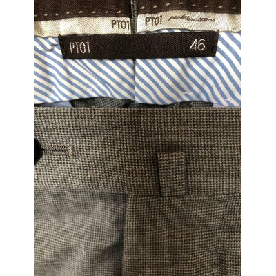 Pre-owned Pt01 Grey Cotton Trousers