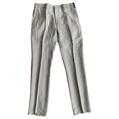 Pre-owned Fendi Silk Trousers In Grey