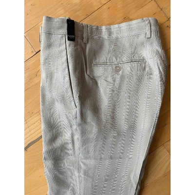 Pre-owned Fendi Silk Trousers In Grey
