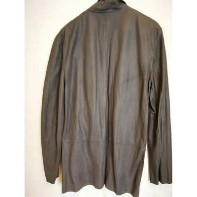 Pre-owned Giorgio Armani Leather Vest In Grey