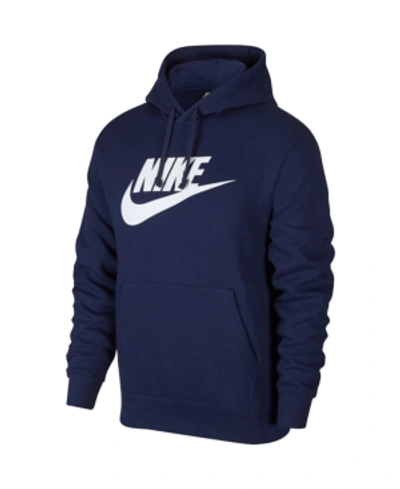 Shop Nike Men's Sportswear Club Fleece Graphic Pullover Hoodie In Midnight Navy