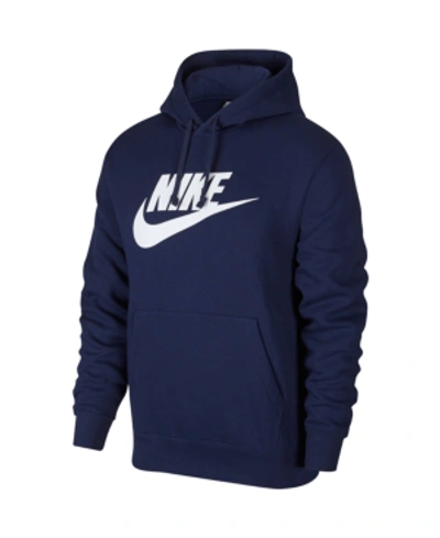 Nike Men's  Sportswear Club Fleece Graphic Pullover Hoodie In Midnight Navy