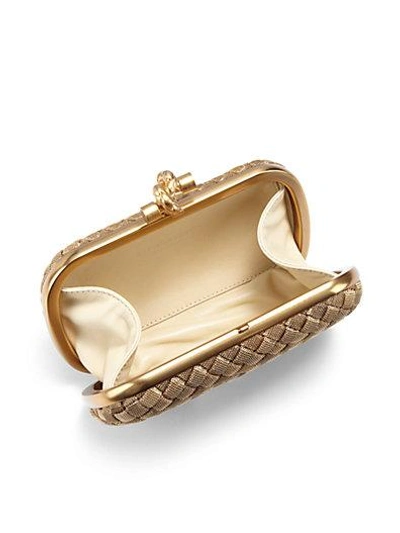 Shop Bottega Veneta Intrecciato Brass Knot Clutch In Gold