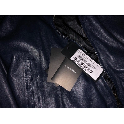 Pre-owned Dolce & Gabbana Leather Jacket In Navy
