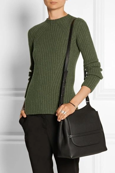 Shop The Row Sideby Textured-leather Shoulder Bag In Black