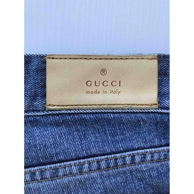 Pre-owned Gucci Blue Cotton Jeans