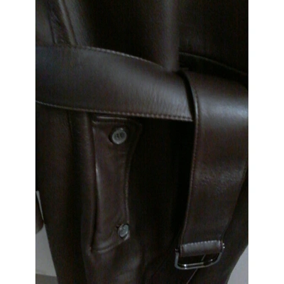 Pre-owned Gucci Leather Coat In Brown