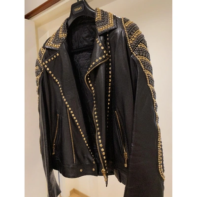 Pre-owned Versace Leather Jacket In Black