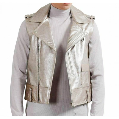 Pre-owned Maison Margiela Leather Jacket In Silver