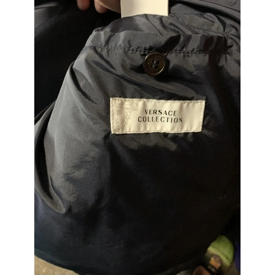 Pre-owned Versace Puffer In Navy
