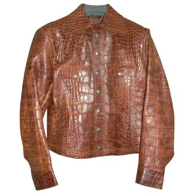 Pre-owned Gucci Brown Crocodile Jacket