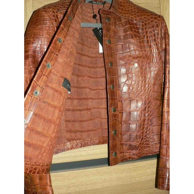 Pre owned Gucci Brown Crocodile Jacket ModeSens