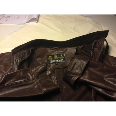 Pre-owned Barbour Leather Jacket In Brown