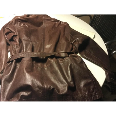 Pre-owned Barbour Leather Jacket In Brown